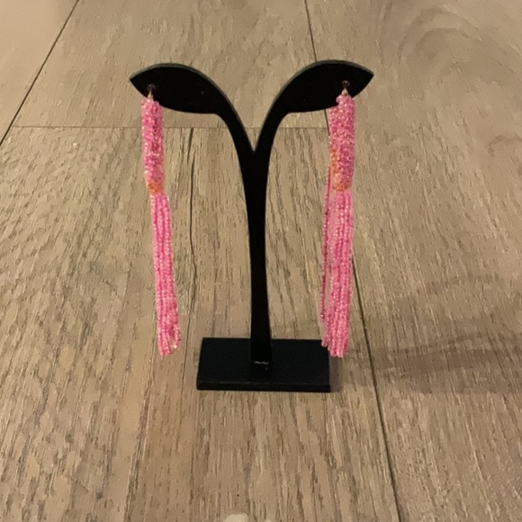 I Am Pink Beaded Hoop Earrings - Picture 4 of 5